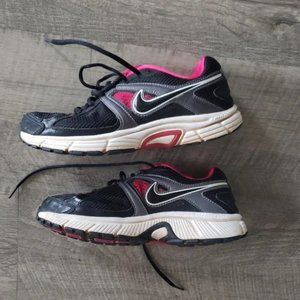 Nike Black and Pink Dart 9 Running Shoes.